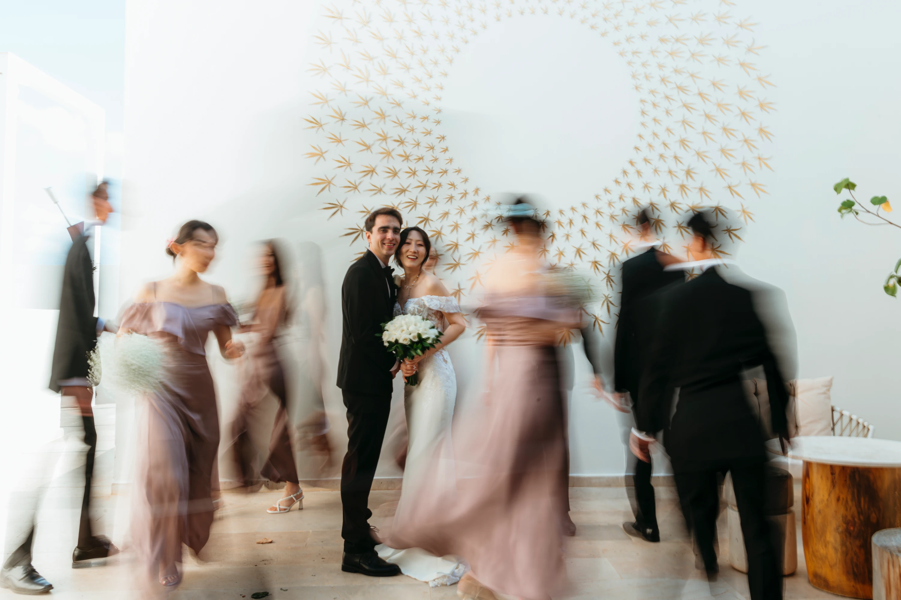 Wedding couple ice skating